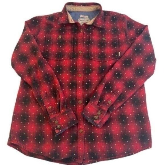Burton  button down plaid polka dot long sleeve shirt size Large - Picture 5 of 9